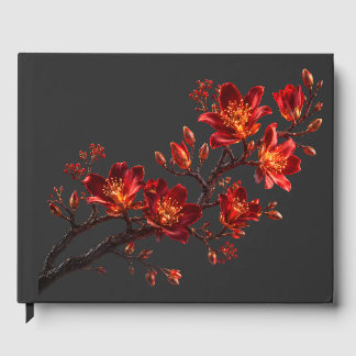 Red & Gold Floral Branch Guest Book