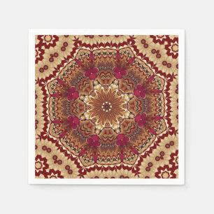 Red Gold Floral Holiday Napkin