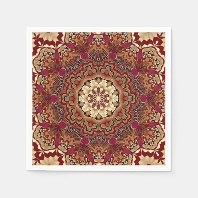 Red Gold Floral Holiday Napkin (Front)