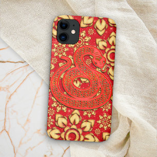 Red Gold Floral Snake 2025 Chinese New Year Zodiac Case-Mate iPhone Case