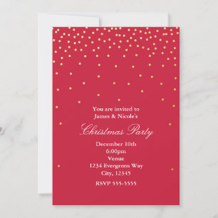 Red & Gold Foil Dots Christmas Holiday Invitations