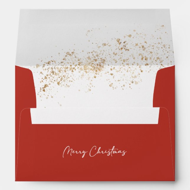 Red Gold Foil Merry Christmas  Envelope (Back (Bottom))