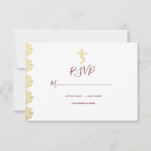 Red & Gold Ganesha and Mehndi Indian RSVP