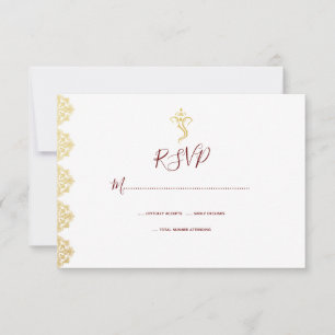 Red & Gold Ganesha and Mehndi Indian RSVP Card