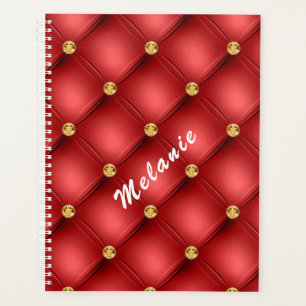 Red Gold Gemstone Planner with Custom Text