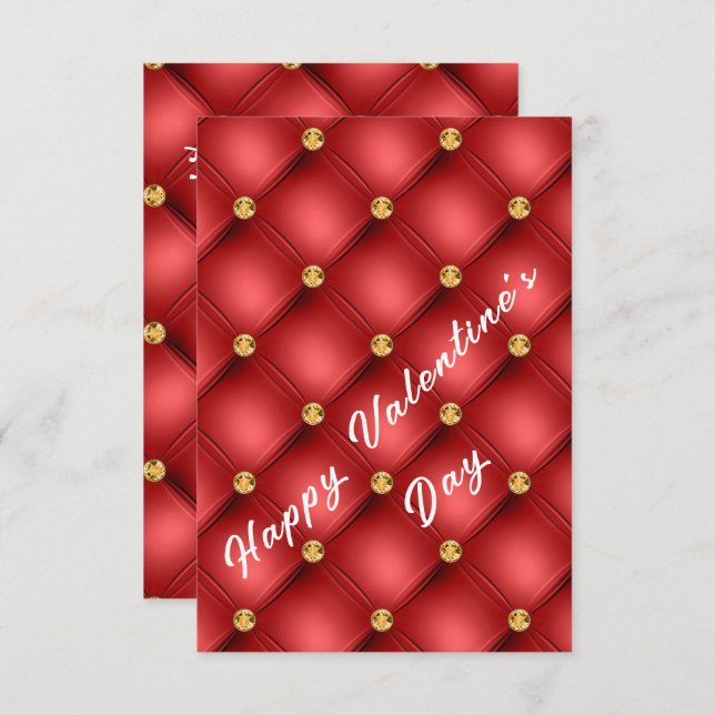 Red Gold Gemstone Valentine's Day Card (Front/Back)