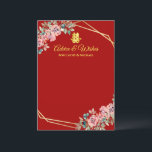 Red gold geometric floral wreath Chinese wedding Advice Card<br><div class="desc">Realise your dream wedding with an oriental touch! You can customise the design by adding your names and wedding date etc. You are also welcome to reach out to me for any special design which is uniquely for you. Double happiness symbol and red decorations are the must have items for...</div>