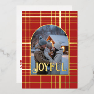 Red & Gold Gingham Christmas Holiday Photo