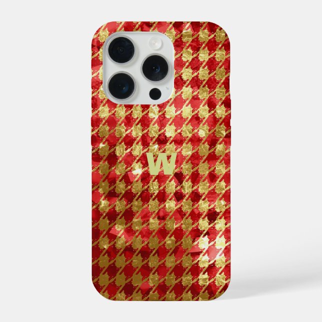 Red & Gold Gingham iPhone Case (Back)