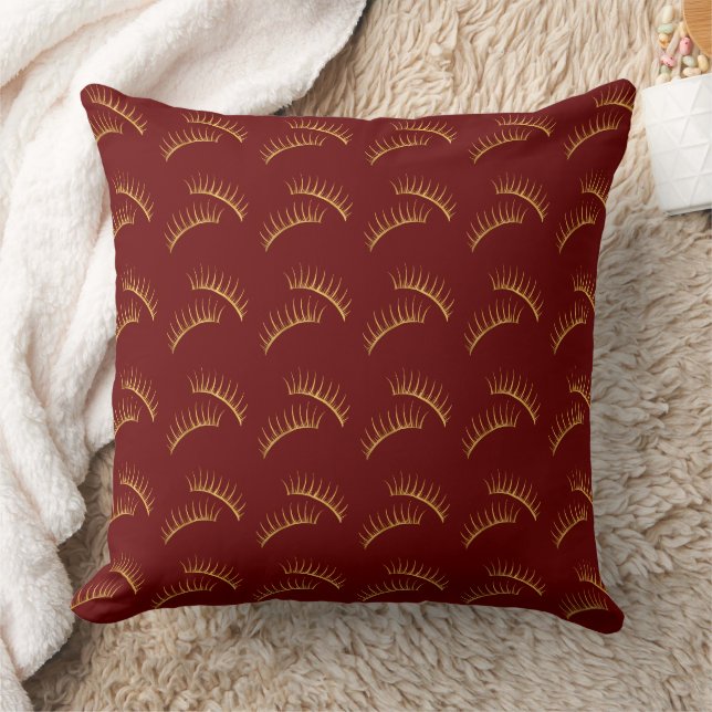 Red Gold Glam Eyelashes Cushion (Blanket)