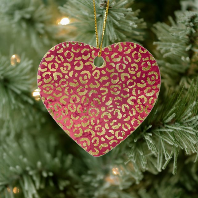Red Gold Glam Leopard Ceramic Tree Decoration (Tree)