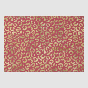 Red Gold Glam Leopard Print Tissue Paper