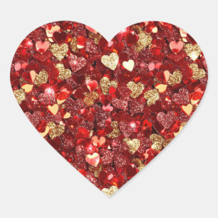 Red Gold Glitter Hearts Heart Sticker
