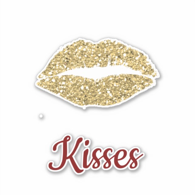 Red Gold Glitter Lips Flirty Kiss (Front)