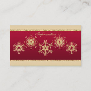 Red, Gold Glitter LOOK Snowflakes Enclosure Card