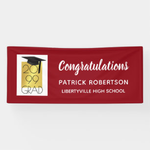 Red & Gold GRAD Editable Colour Graduation Banner