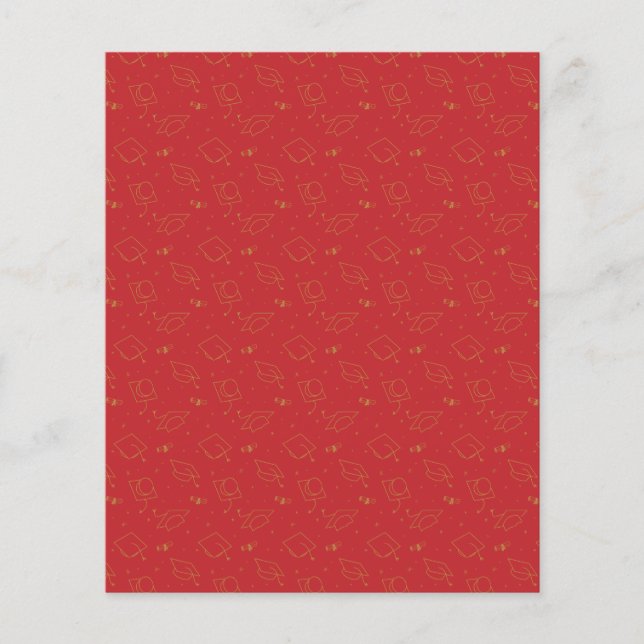 Red & Gold Graduation Cap Toss Scrapbook Paper (Front)