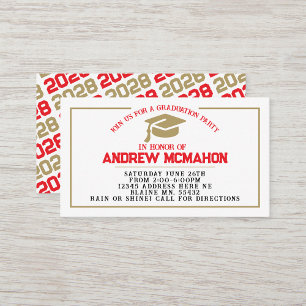Red & Gold Graduation Invite Announcement Insert
