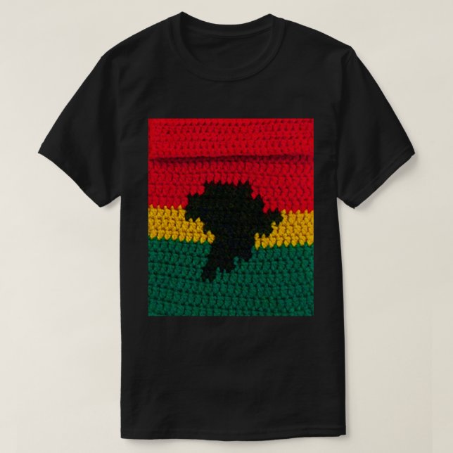 Red Gold Green Black Africa Artisan Crochet Print T-Shirt (Design Front)