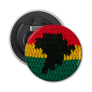 Red Gold Green Black Africa Map Crochet Print Bottle Opener