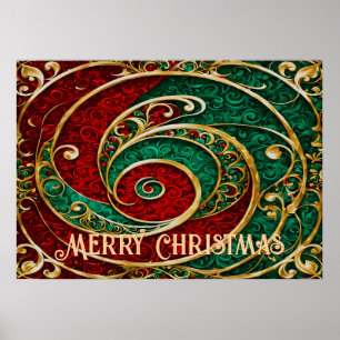 Red Gold Green Christmas Holiday Poster