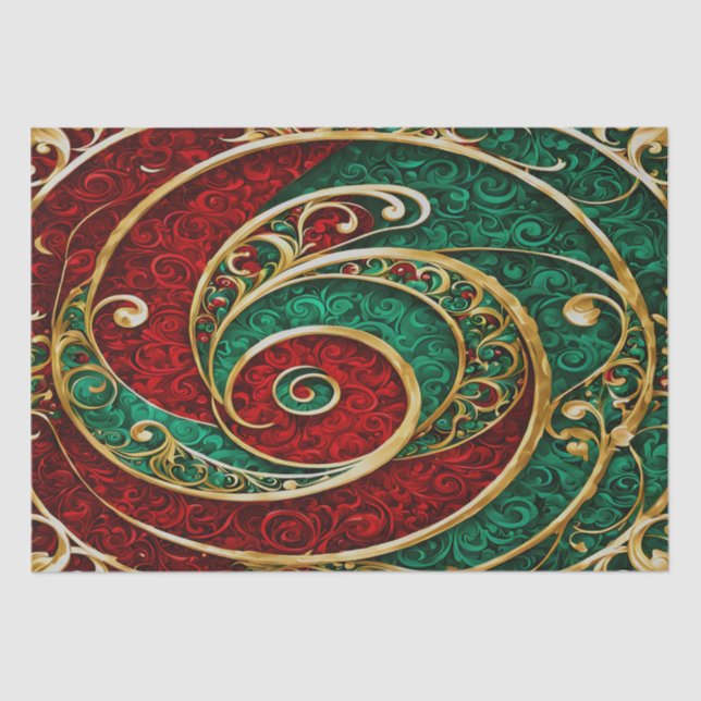 Red Gold Green Christmas Holiday Tissue Paper (Front)