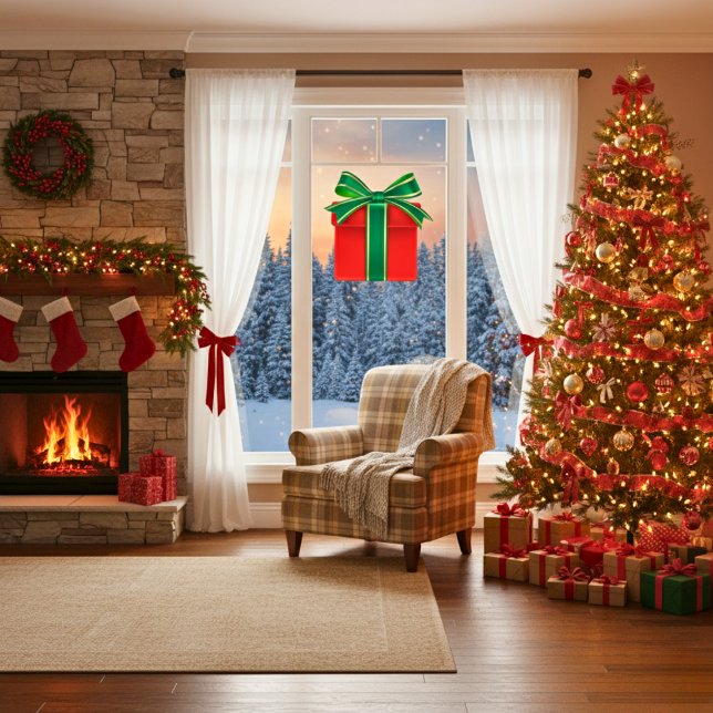 Red Gold & Green Christmas Present Window Cling (Creator Uploaded)