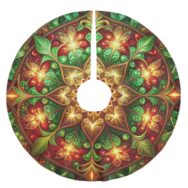 Red Gold Green Decorative Tree Skirt (Front)