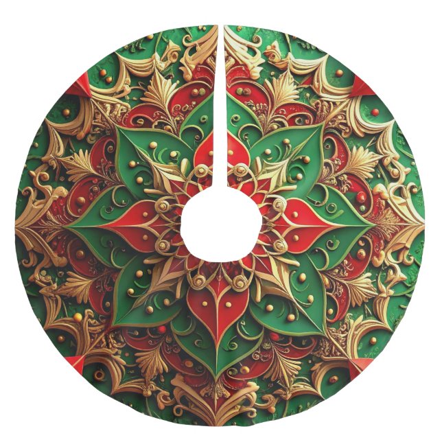 Red Gold Green Decorative Tree Skirt (Front)