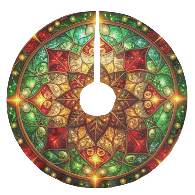 Red Gold Green Decorative Tree Skirt (Front)
