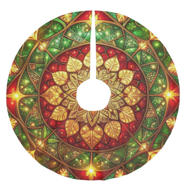 Red Gold Green Decorative Tree Skirt (Front)