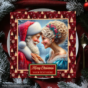 Red Gold Green Holiday Napkins Mr. & Mrs. Claus