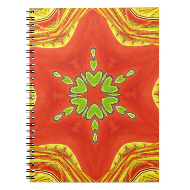 Red Gold Green Mandala Art Print Notebook (Front)