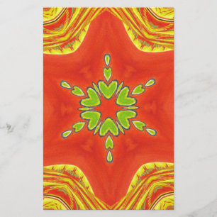 Red Gold Green Mandala Art Print Stationery