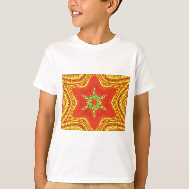 Red Gold Green Mandala Art Print T-Shirt (Front)