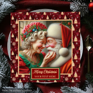 Red Gold Green Napkins Christmas Mr. & Mrs. Claus