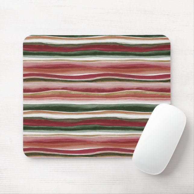 Red Gold Green White Pink Stripes Mouse Pad (With Mouse)