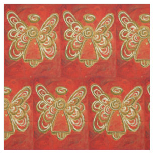 Red Gold Guardian Angel Art Fabric Material