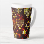 Red & Gold Hanukkah Menorah Latte Mug<br><div class="desc">*Customise with your text.</div>
