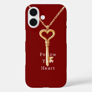 Red Gold Heart Chain   iPhone 16 Case
