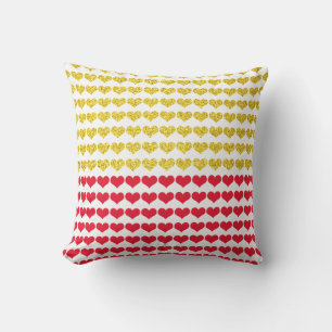 Red Gold Hearts Pattern Ombre 2022 Cute Gift Favou Cushion