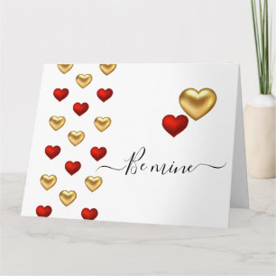 Red & Gold Hearts White Valentine Card