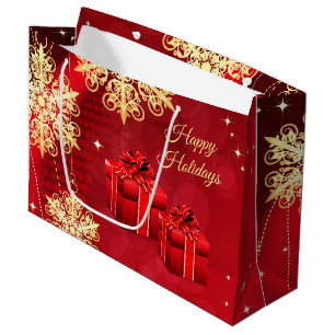 Red Gold Holiday Gift Bag
