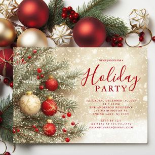 Red & Gold Holiday Party Invitation