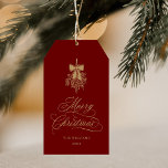 Red & Gold Holly Berry Bouquet Romantic Christmas<br><div class="desc">This Christmas gift tag features elegant and romantic swirly calligraphy lettering with a winter holly berry bouquet,  and a simple pine tree pattern on the back. For more advanced customisation of this design,  please click the BLUE DESIGN TOOL BUTTON above!</div>