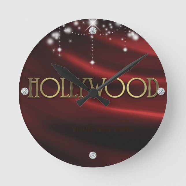Red & Gold Hollywood Glam Personalised Wall Clock (Front)