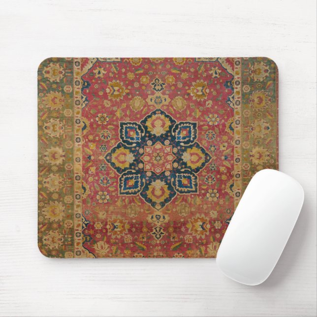 Red Gold Kashan Carpet Rug Persian Asian Mouse Pad (With Mouse)