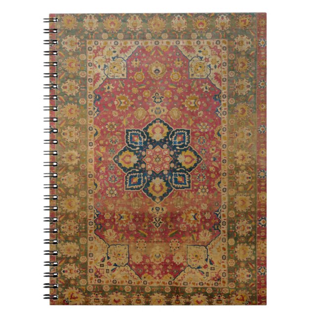 Red Gold Kashan Carpet Rug Persian Asian Notebook (Front)