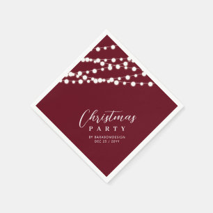 Red & Gold Lights Merry Christmas Holiday Party Napkin