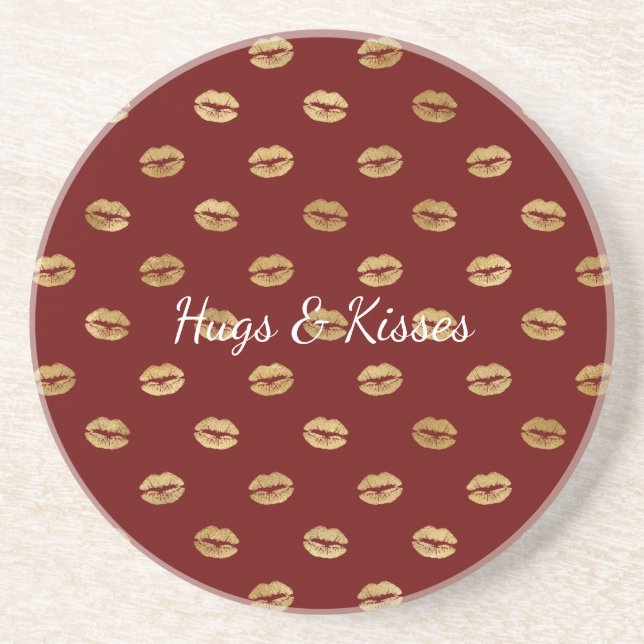 Red Gold Lips          Coaster (Front)